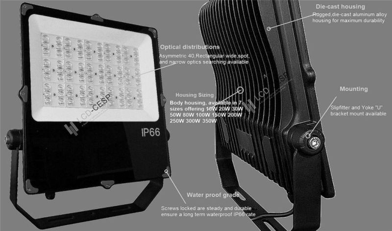 Highly Efficient LED Floodlight Designed 100W for Large Area Lighting Electronic LED Control Gear Driving 120 Lumilleds SMD3030 with Asymmetrical Distribution