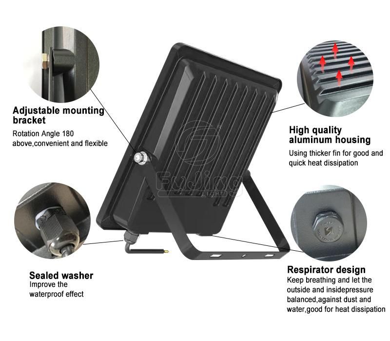 IP65 Waterproof LED Flood Light High Lumen Efficiency 150lm/W Lled Solar Flood Light