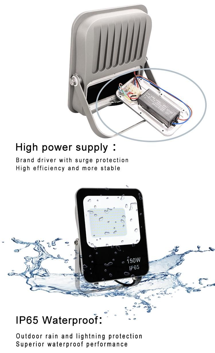 Waterproof IP65 High Power Flood Light Rechargeable Ultrathin Aluminum Die Casting 120W Outdoor LED Flood Lights