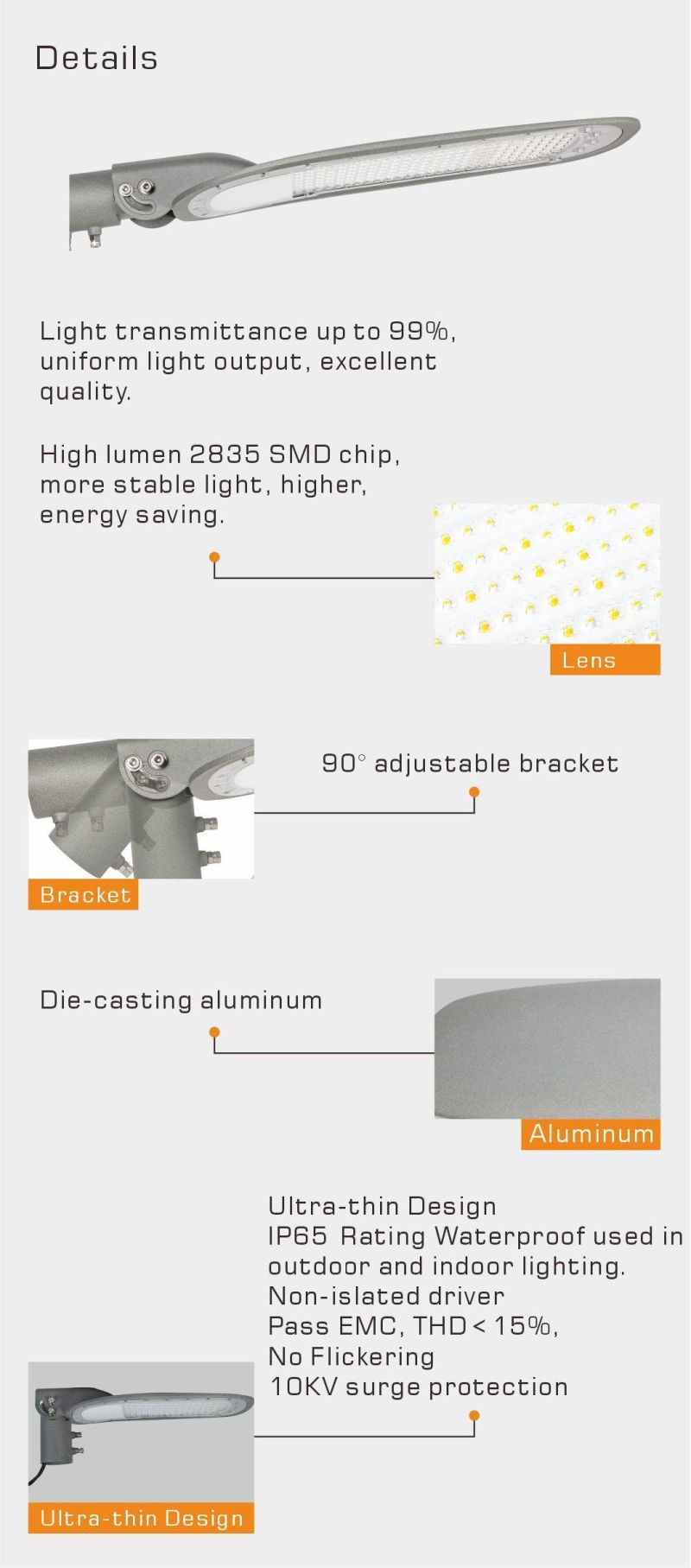 Economic Type 60W IP65 LED Street Light for Public Road Sport