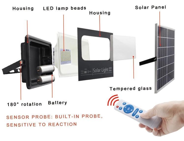 Outdoor Lighting Remote Control IP67 Waterproof 30W/50W/80W/100W Solar Panel LED Flood Light