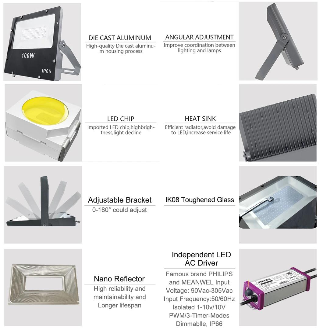 150W High Power High Brightness LED Flood Light for High Mast Pole Square Lighting