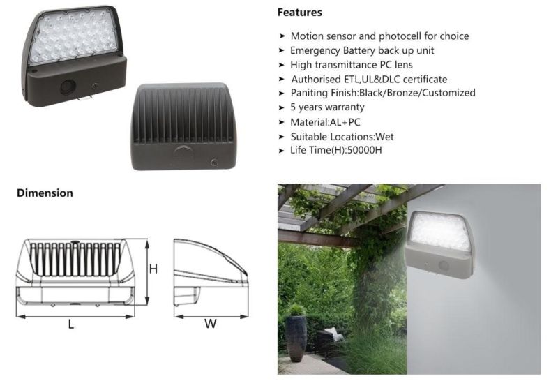 Aluminum 80W LED Outdoor Down Wall Pack Light with UL&Ce Certificate