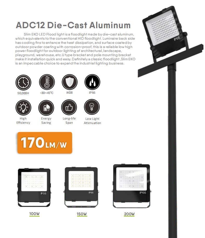 LED Lighting Supply Competitive Price Slim 170lm/W 150W Flood Light LED