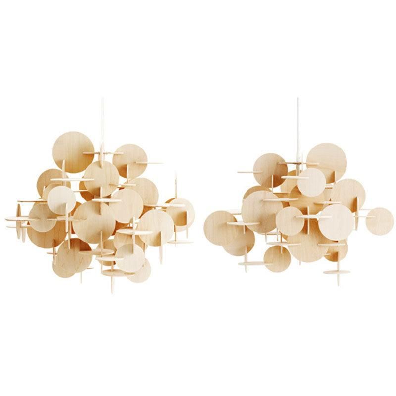 2022 Contemporary Restaurant Cafe Decorated Wood Mini LED Chandelier Pendant Lights Hotel Living Chandelier Light