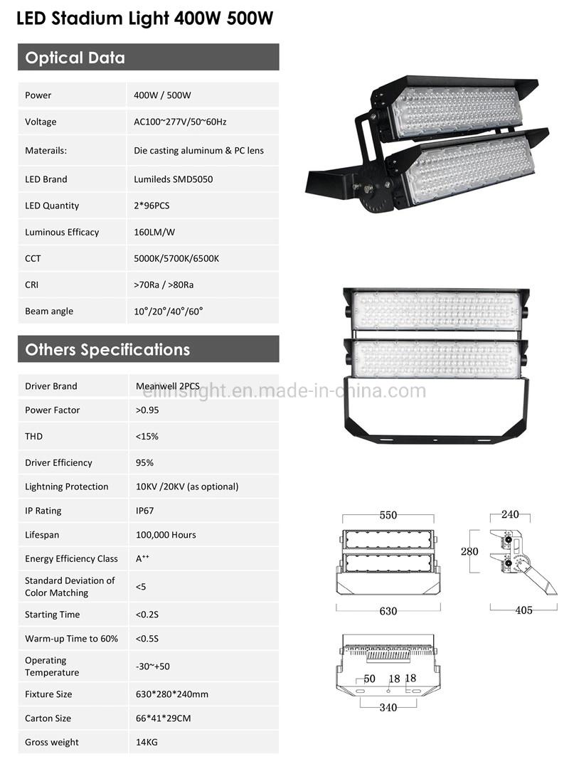 High Mast Projector Stadium LED Outdoor Light Fixture LED Floodlight 200W 250W 400W 500W