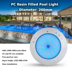 2020 Hot Sale 18W 12V White/ Cool White/RGB Color Wall Mounted LED Swimming Pool Light with Two Years Warranty