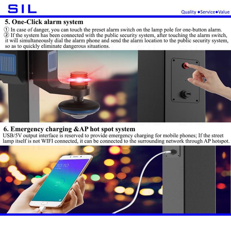 Smart City Outdoor LED Solar Street Light with Ai Camera 32inch LCD Screen and Double Arm 50W Street Lamp and 5 Meters Light Pole