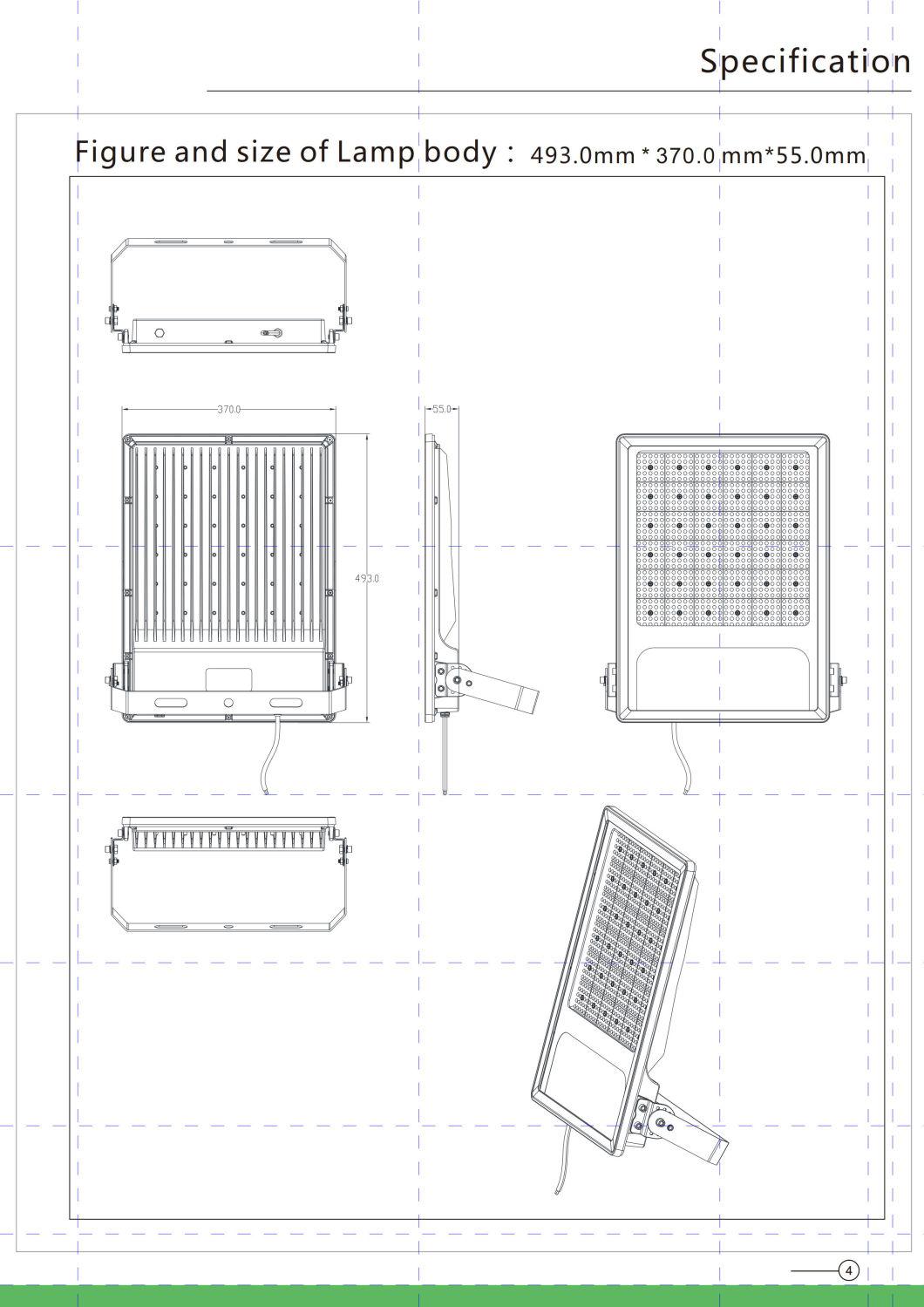 Slim Design Die-Casting 110-120lm/W Landscape Lighting IP65 Outdoor LED Flood Light