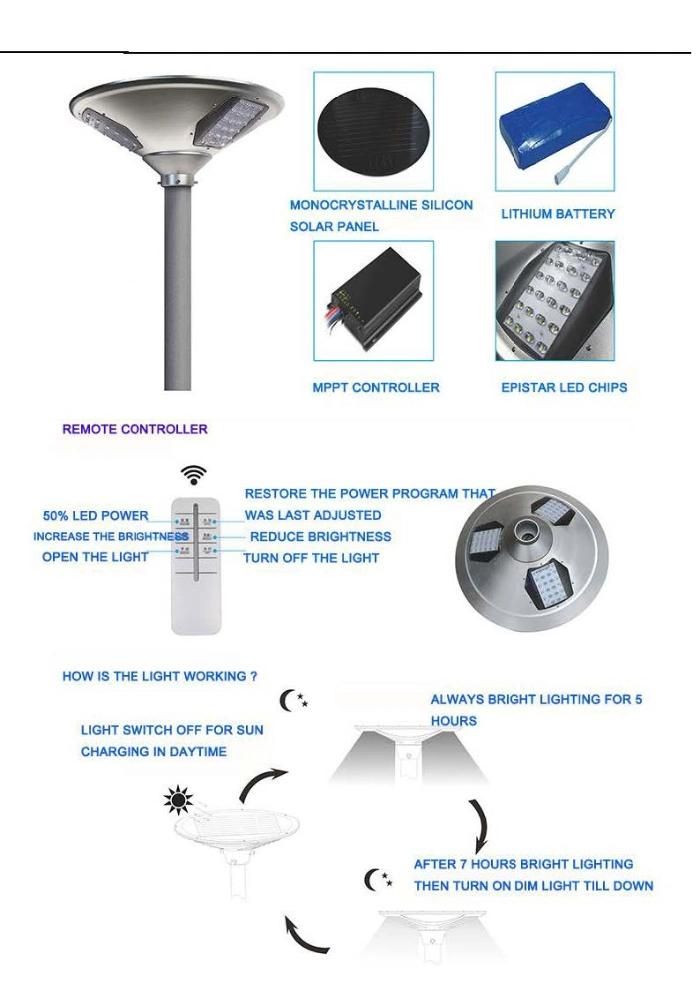 Solar Outdoor LED Garden Light 30W Pole Top Garden Solar Lights Outdoor Waterproof IP66