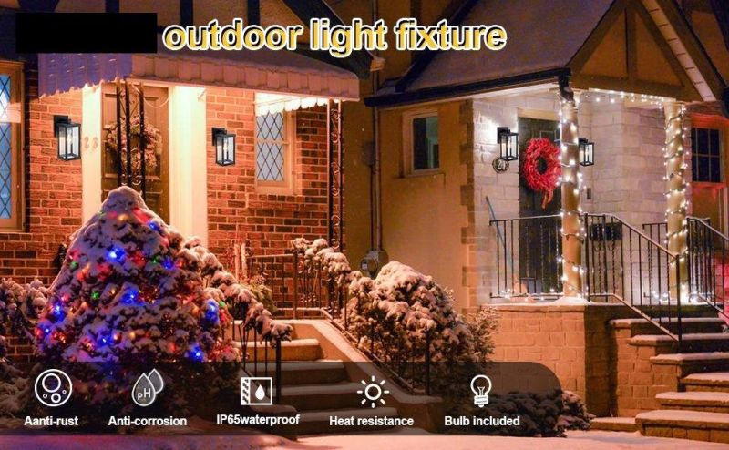 Dusk to Dawn LED Outdoor Wall Light, Sensor Exterior Light Fixtures Wall Mount with Clear Glass Shade, E26 Socket, Aluminum Anti-Rust Waterproof Wall Lamp