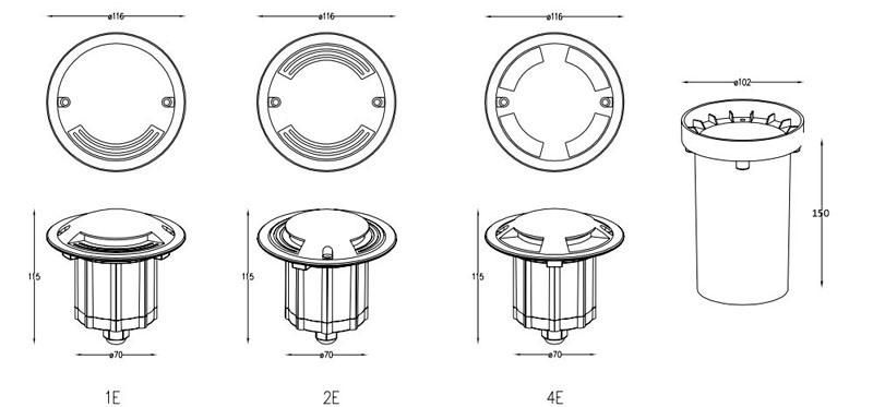 Strong Load-Bearing Capacity Outdoor Inground Lights with Stainless Steel Face Cover LED Underground Light