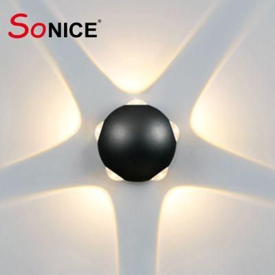 High Luminous Household Hotel Corridor Garden Die Casting Aluminium Ball Shape Black up and Down Outdoor LED Wall Lights