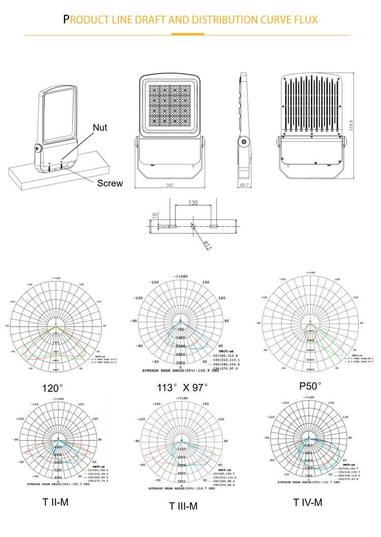 IP66 CE Die-Casting Aluminium LED Flood Light Flickering