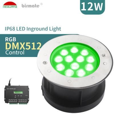 12W DC24V DMX Control LED Underwater Light IP68 Stainless Steel LED Ground Light