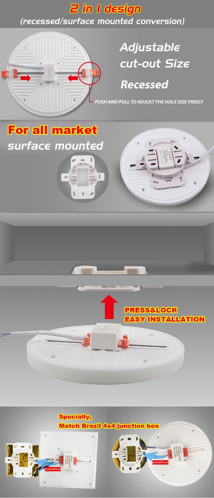 Mounted Recessed Surface Ceiling 30W Silm Square LED Panel Light Indoor Lighting