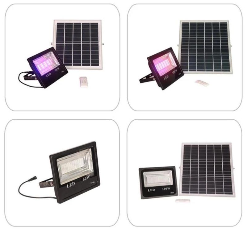 Lebekan Timer Control Color Changing 100W RGB LED Powered Outdoor Security Solar Flood Lights