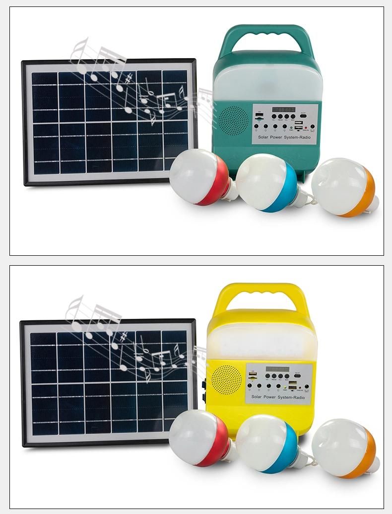 Solar Energy Lighting System 10W Mini Solar Lighting Kits with Radio FM and MP3