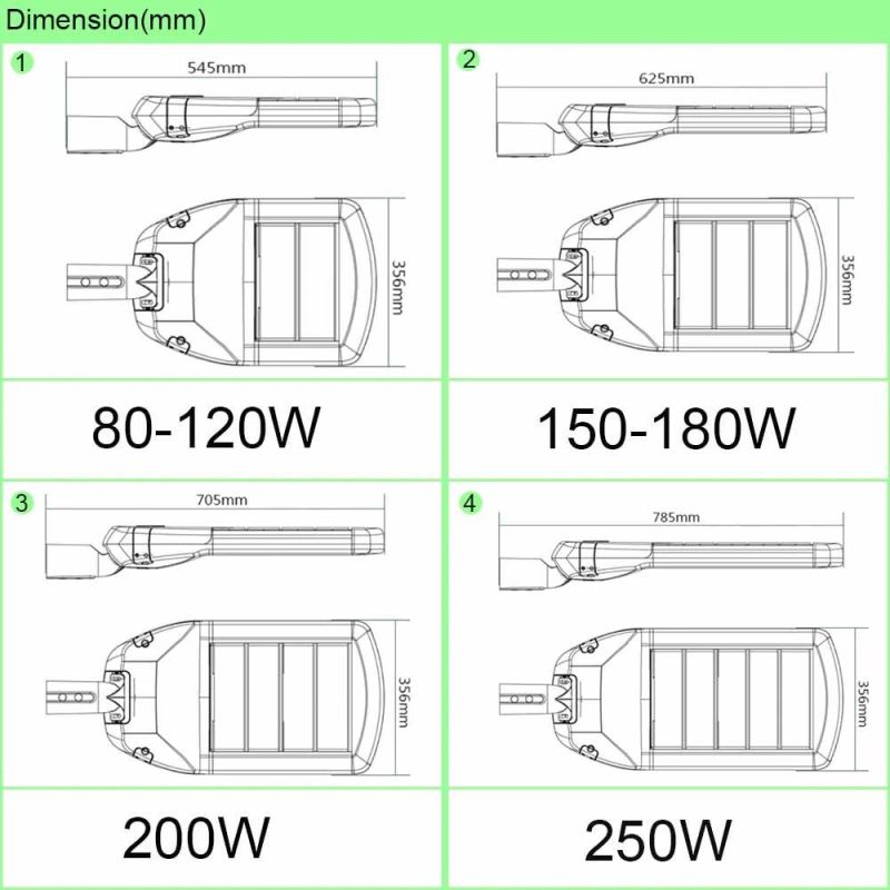 150W Outdoor Adjustable LED Street Light with ENEC CB SAA Ce Approval