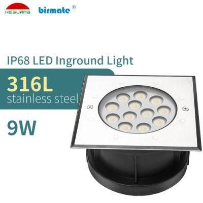 9W DC24V LED Underwater Light IP68 Waterproof SS316L LED Ground Light Pool Lighting