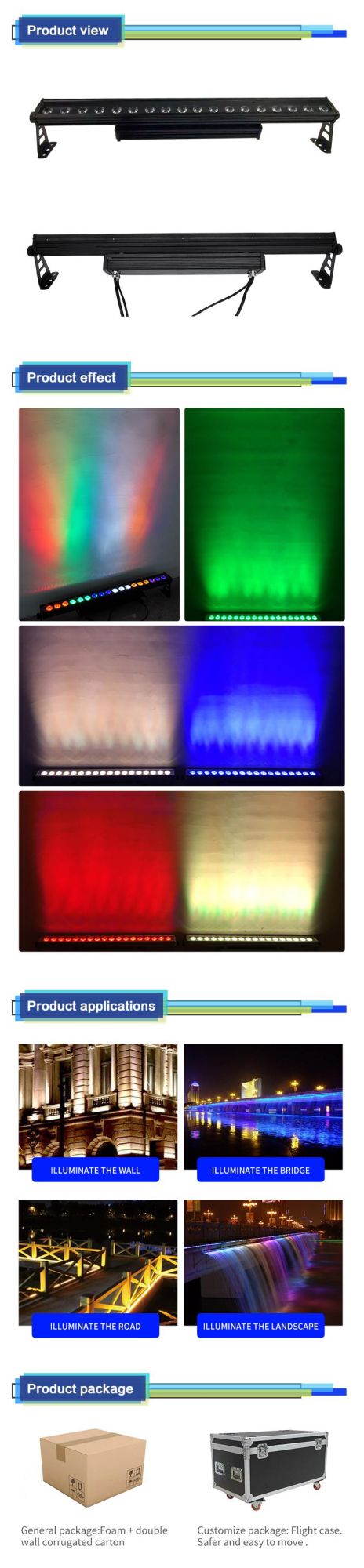RGB LED Pixel Tube 18PCS New LED Light Waterproof LED Wall Washer