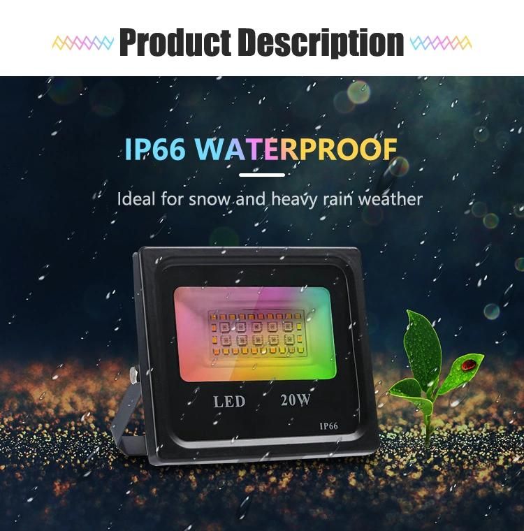 LED Reflector RGB Smart Floodlight Tuya WiFi Smart Life 20W 50W 100W Waterproof Outdoor Spotlight 220V Flood Light with Tuya APP Support Vocie Control