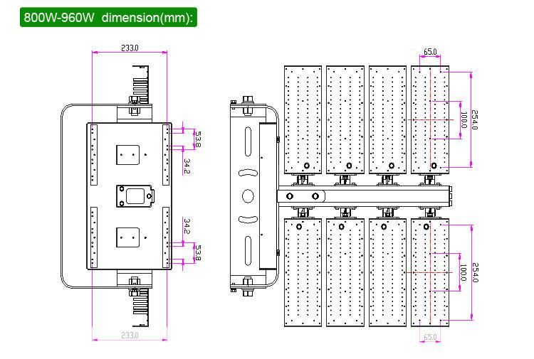 Hot Sale High Lumen LED Lamp 960W Economical Modular LED Sports Stadium Light