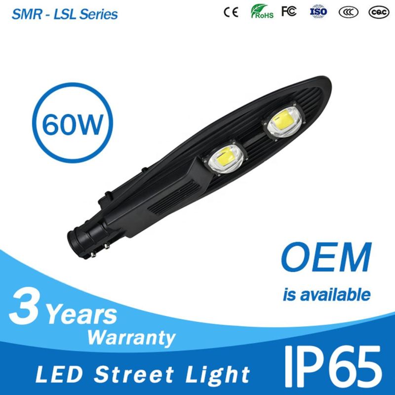 Factory Outdoor Road Lamp 60 Watt 150lm/W COB Dimmable LED Street Light