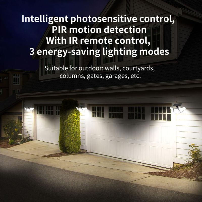 LED Solar Lights Outdoor Lighting 3 Modes Remote Control Wall Light Motion Sensor Lamp Waterproof Wall Lamp Solar Powered Lights Adjustable for Front Door Pathw