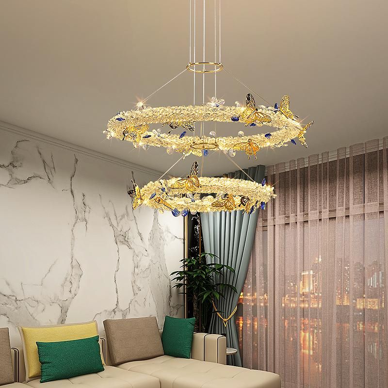 2022 Nordic Style Garland Style Bedroom Living Room Dining Room Crystal Golden Hanging Chandelier