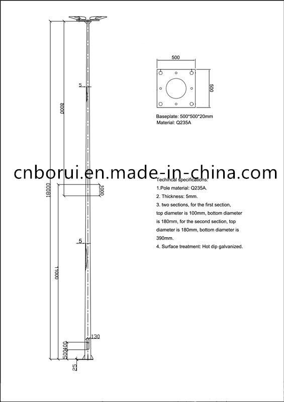 01 Stadium Lighting High Mast Lighting Pole, Steel Pole Light Pole with Lift System