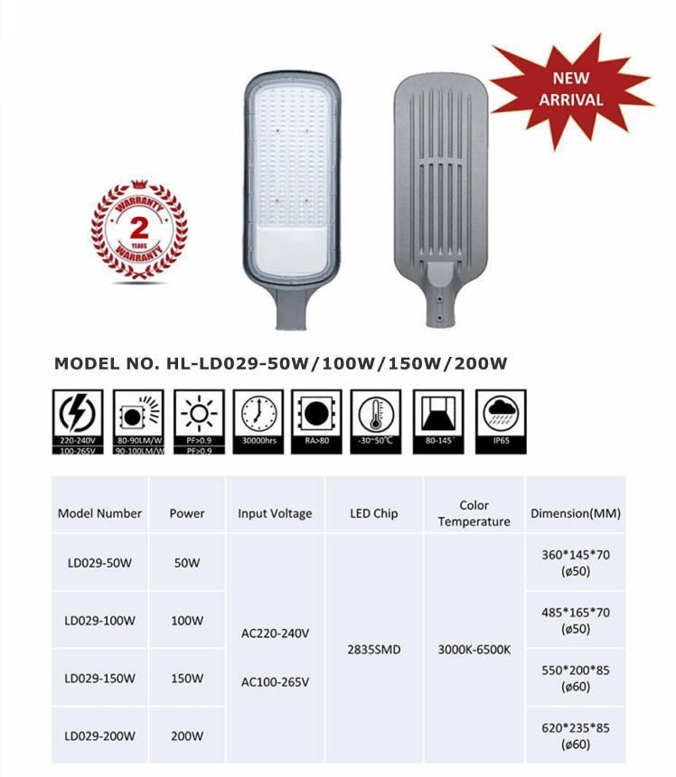 High Flood Resistance 50W LED Street Light for Urban Streets