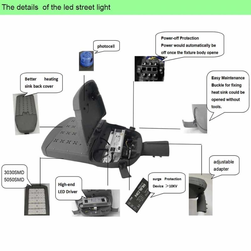 150W Outdoor Adjustable LED Street Light with ENEC CB SAA Ce Approval