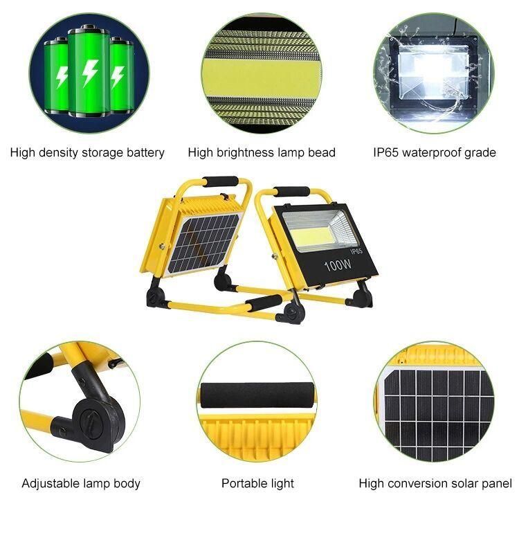 Aluminum Waterproof IP65 Portable SMD 100W All in One Solar LED Flood Light