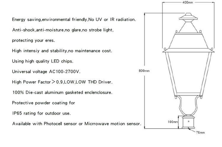 2020 New Design IP66 Outdoor LED Garden Lights Decorative Post Garden LED Lamp