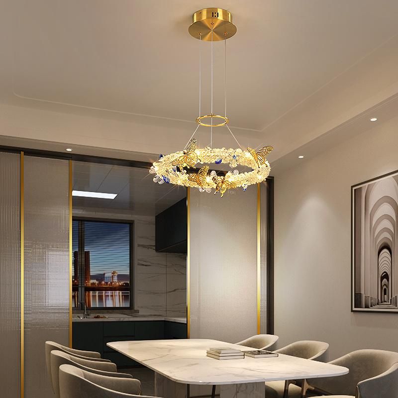 2022 Nordic Style Garland Style Bedroom Living Room Dining Room Crystal Golden Hanging Chandelier