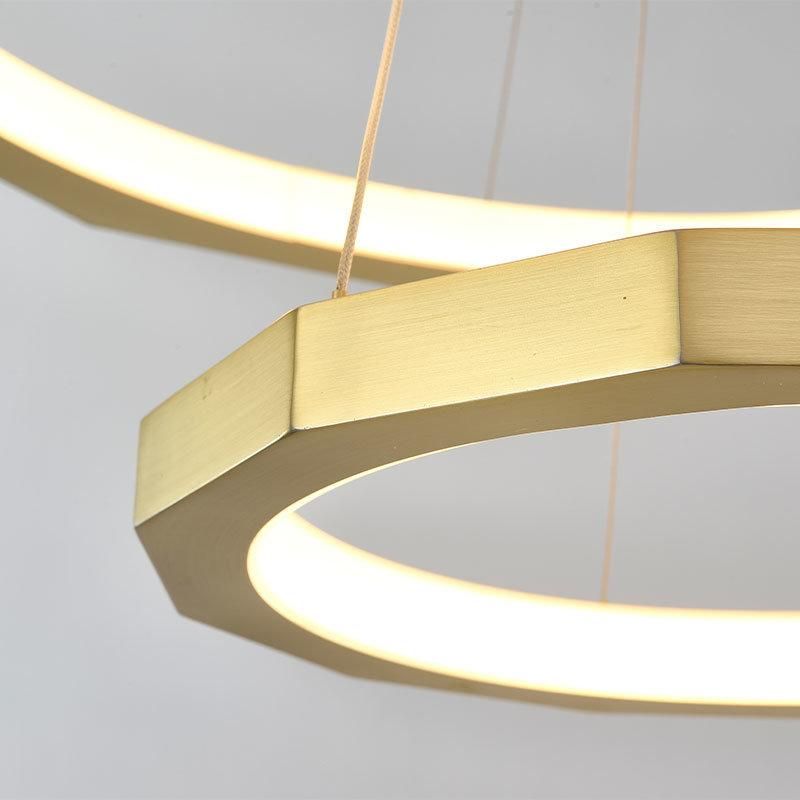 2022 Hot Sale Living Room Modern Round Shape Chrome Gold Big LED Chandelier Pendant Light