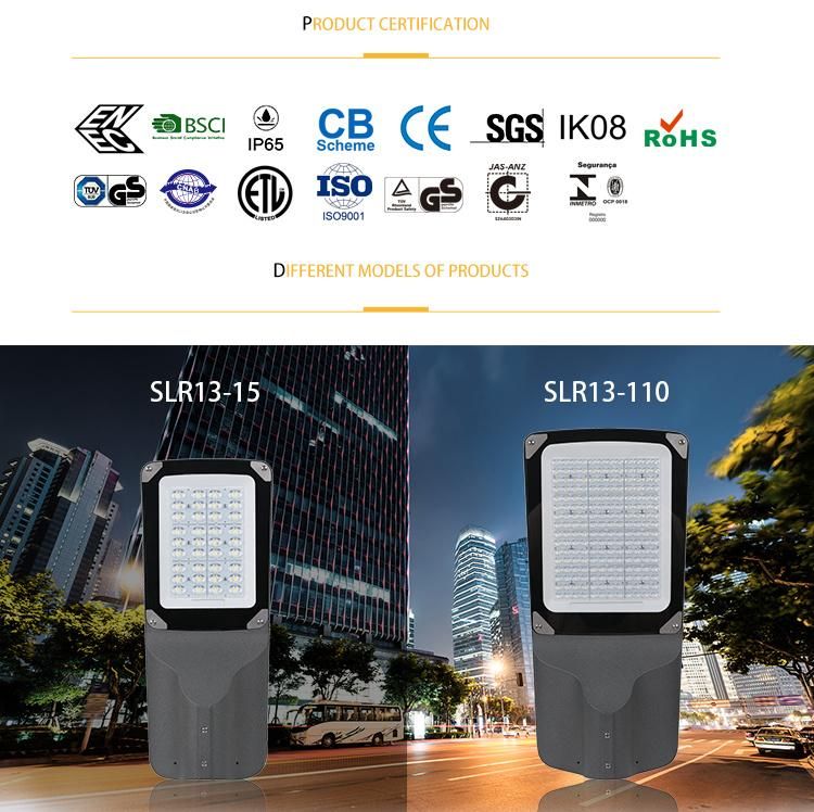 Wholesale130-160 Lm/W 5-Year Warranty IP66 LED Solar Light Simple and Modern LED Street Light Public Street Lighting SMD 3030/5050 LED Light (SLR13)