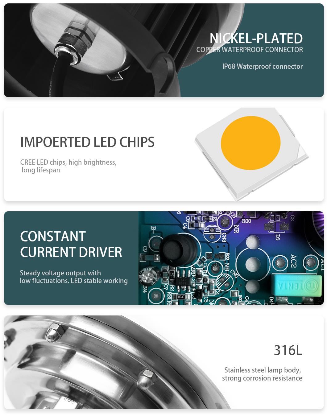 AC 100-240V 9W CREE LED Chip LED Underground Light with Ik10 Tempered Glass