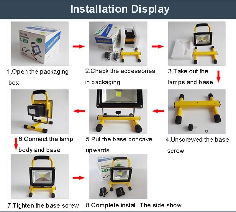 30W 1500lm LED Work Light Rechargeable Portable Waterproof LED Flood Lights for Outdoors Camping Hiking Emergency Car Repairing Outdoor Flood Light Battery