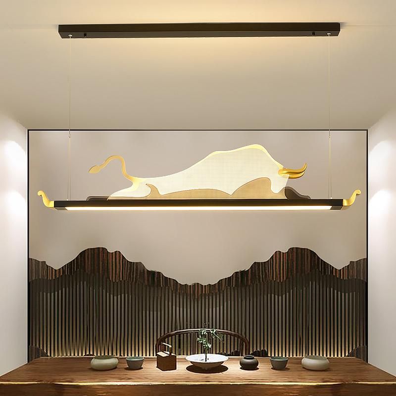 2022 Hot Fancy Copper Bull Shape Modern Hotel Decoration Crystal Pendant Light
