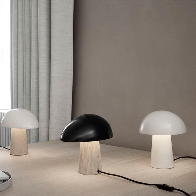 2022 Mini Table Lamp Modern Hotel Bedwood Grain Color Mushroom Bed Table Lamp