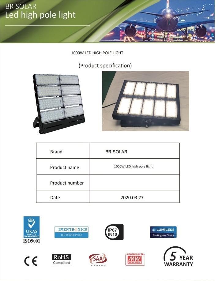 30m High Mast Light IP67 LED Flood Light for Stadium