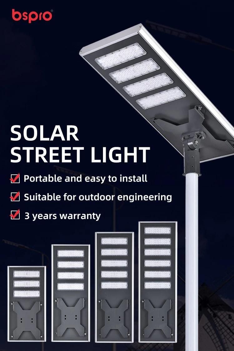 Bspro High Brightness Big Power Outdoor Al IP65 Project Road Highway Lights All in One Solar Light