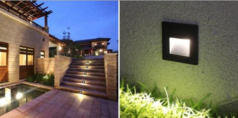 Outdoor Square Wall Foot Lamp 2W Recessed Lighting Square 1W LED Step Light LED Stair Light