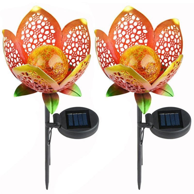 Solar Wrought Iron Flower Lawn Lamp Garden Decorative Buried Lamp