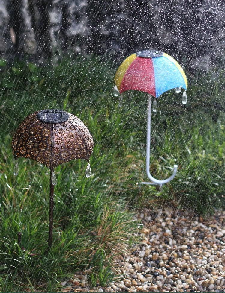 LED Solar Outdoor Whatproof Umbrella Lights Lawn Insertion Lights Decorative Iron Hollow Garden Lights