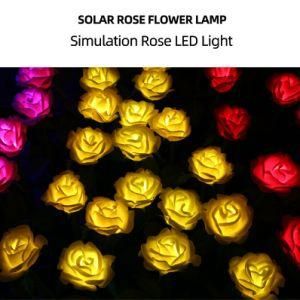 Outdoor Decorative LED Landscape Lamp Christmas Fairy Garden Red Solar Powered Rose Flower Lights