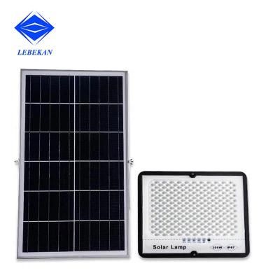 Lebekan Waterproof IP67 Solar Powered Battery Remote Outdoor 6400K 100W 200W 300W Solar Flood Light Reflector for Garden
