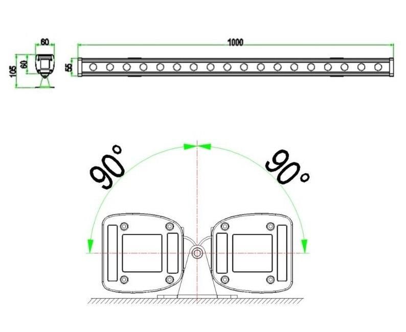 Oudoor LED RGB 36W DMX Facade Wall Washer Light